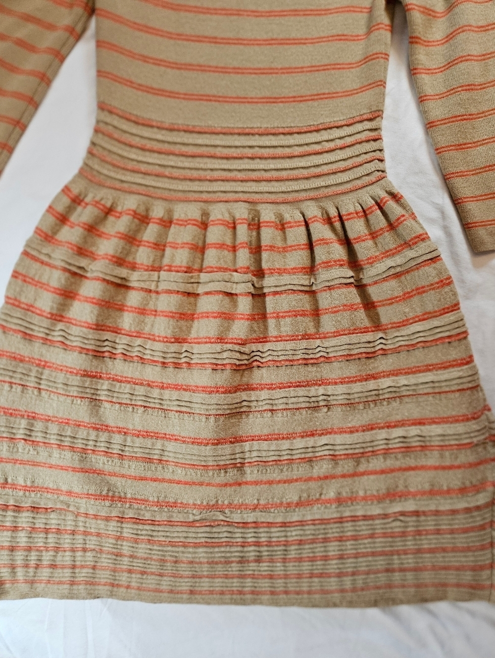 Anthropologie Womens Tan And Orange Striped Elodie Sweater Dress Size Small - Picture 14 of 15